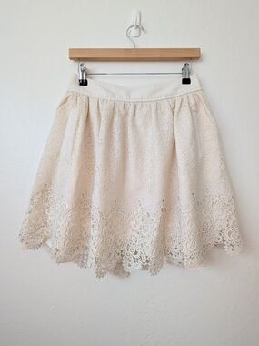 Banana Republic Heritage Cream Lace Circle Skirt w/Scalloped Hem & Pockets Sz 4